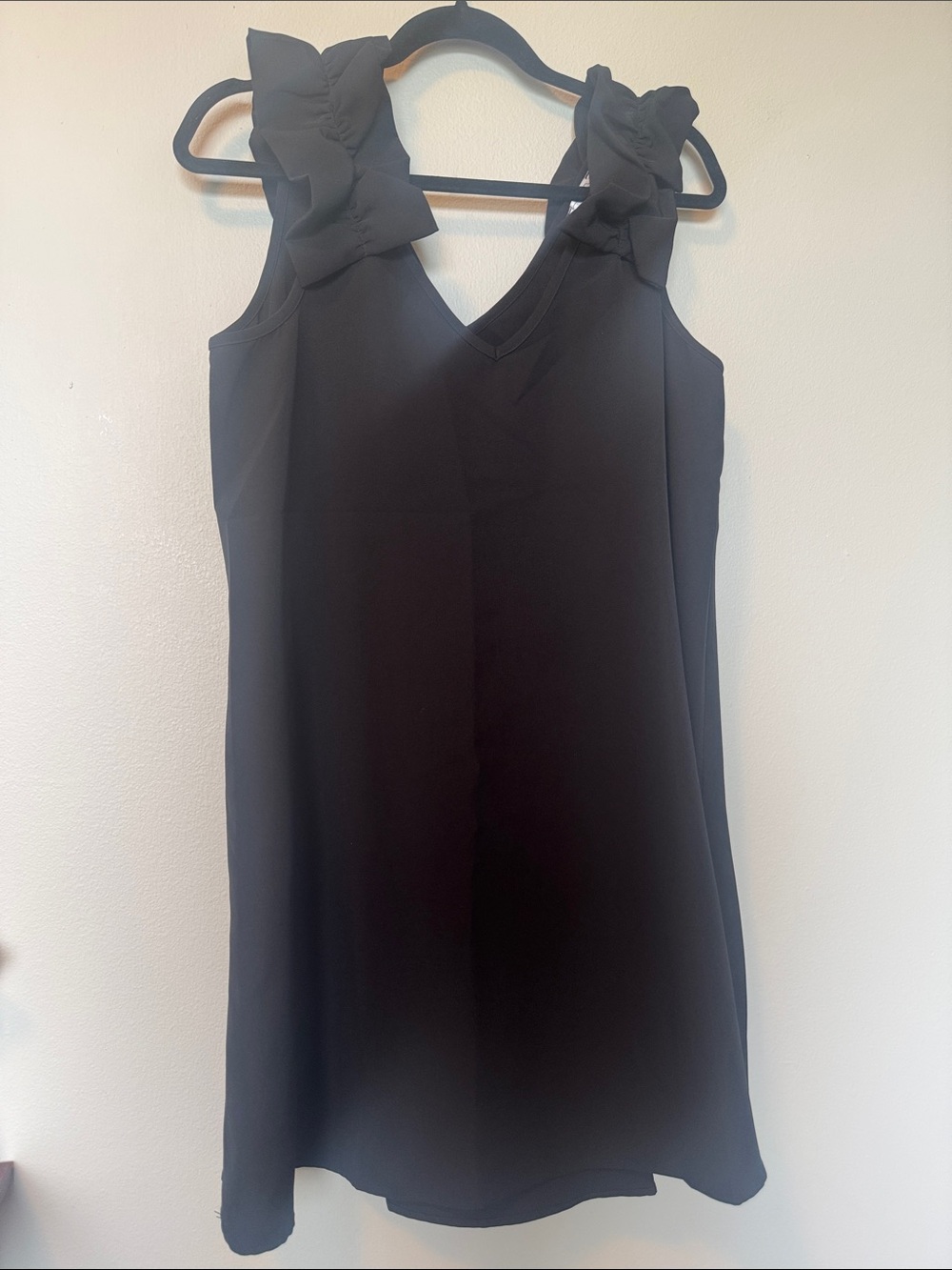 Mudpie Black Dress with Ruffle Shoulders